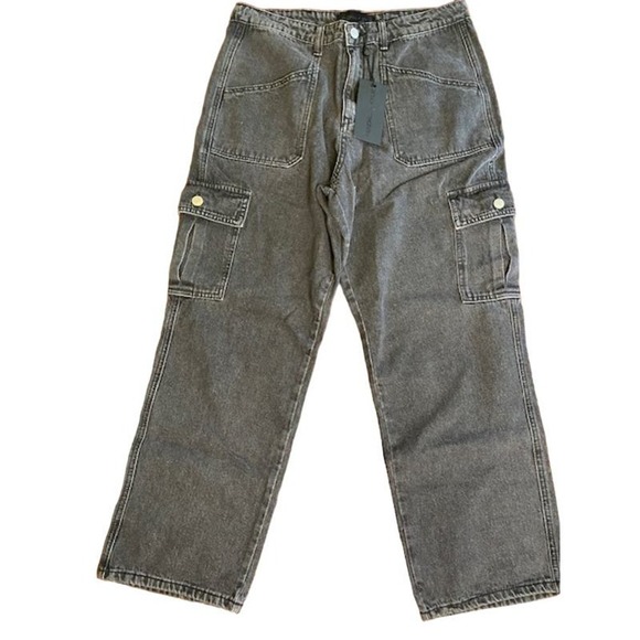 KENDALL + KYLIE Denim - KENDALL + KYLIE Black‎ Washed Cargo Mom Jeans Large NWTs